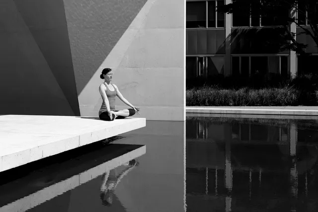 Photo showing yoga, girl and woman.