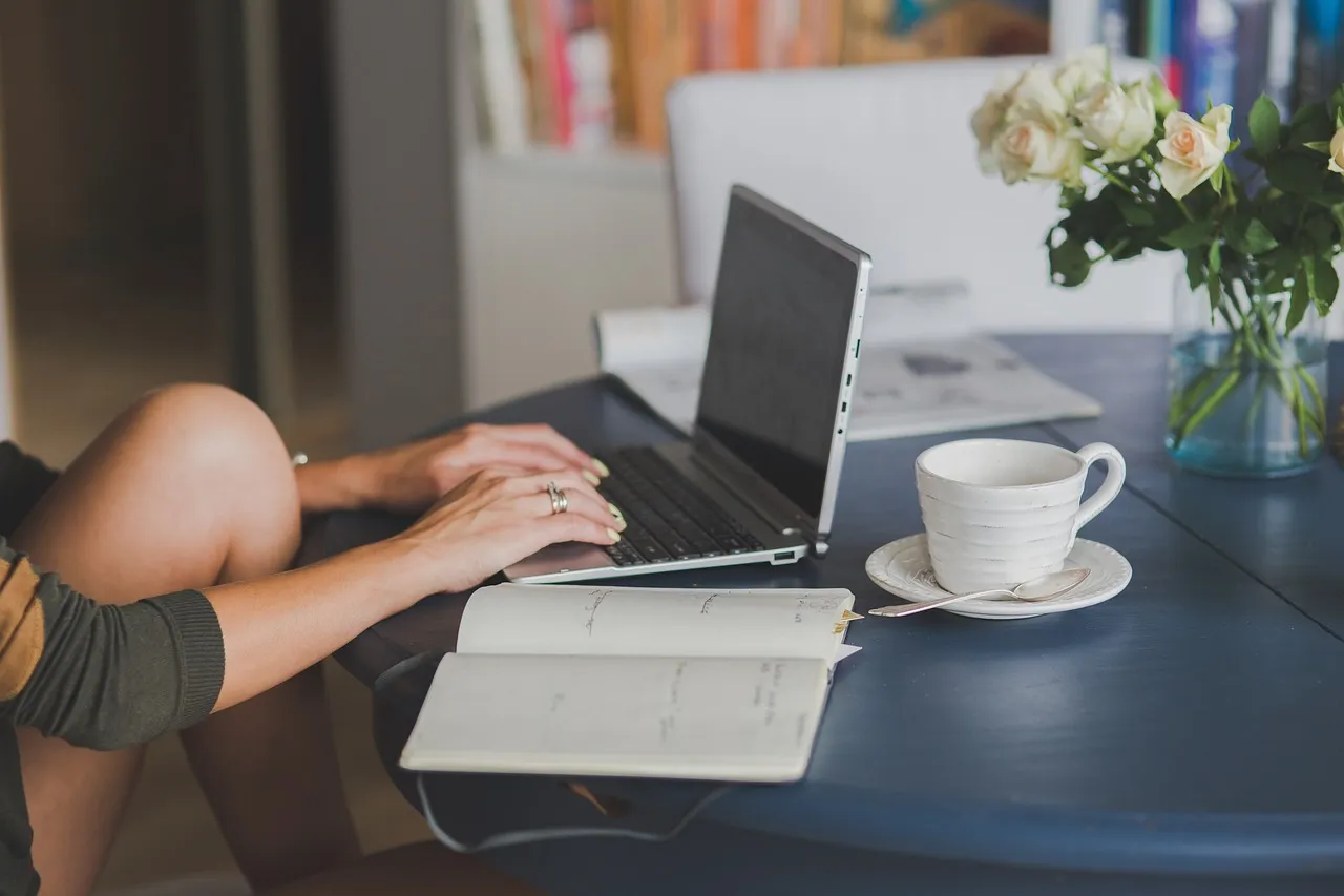 Photo showing laptop, workstaion, office and work.