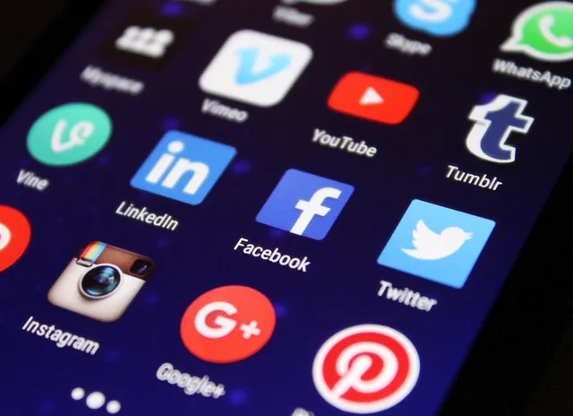 Photo showing media, social media and apps.