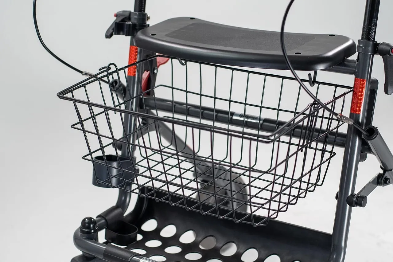 Photo showing walker, rollator, shopping and mobility.