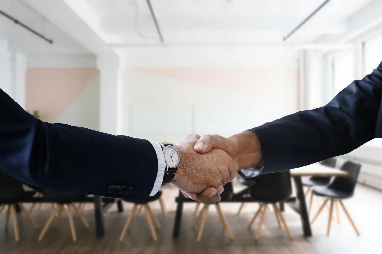 Photo showing job, interview and handshake.