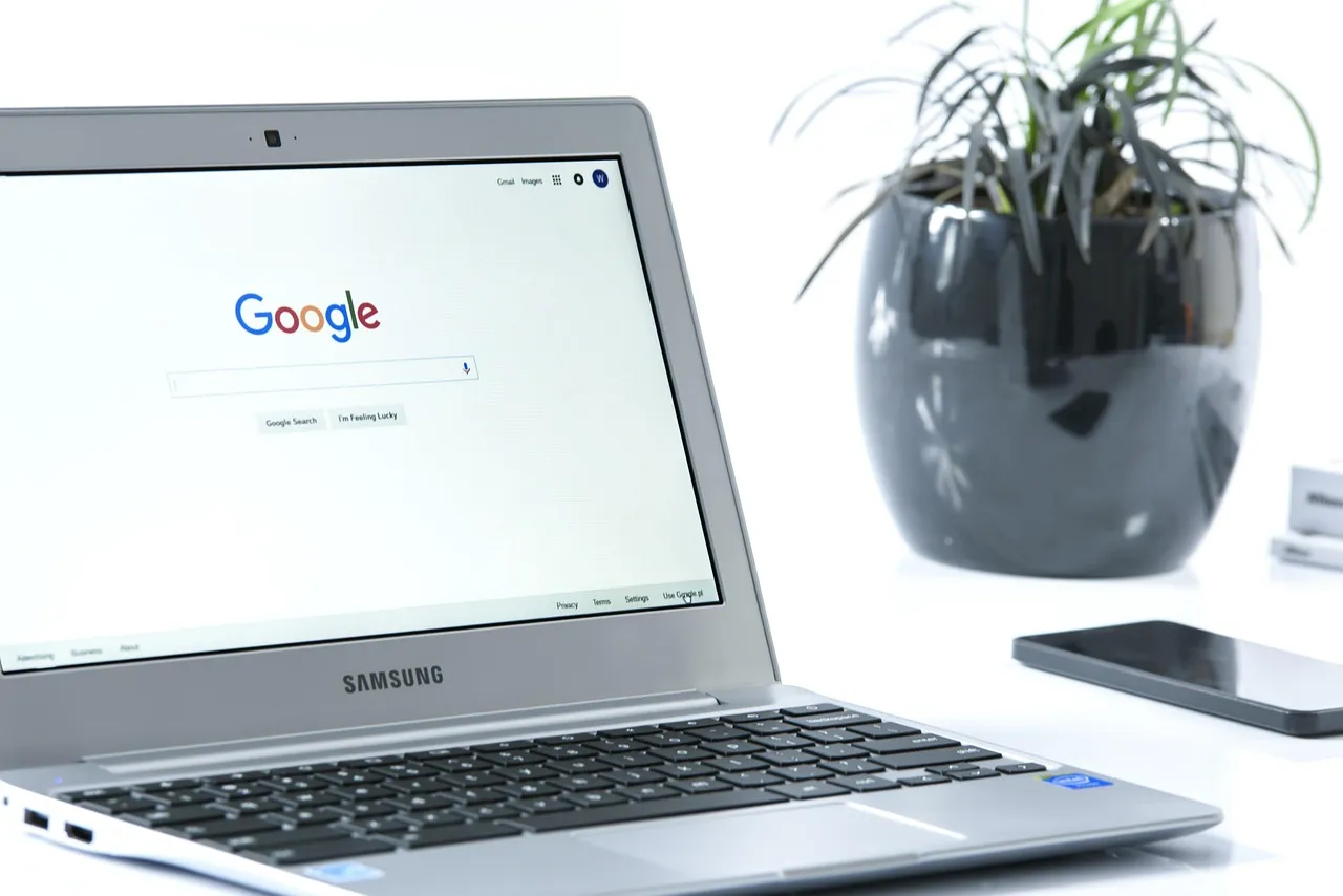 Photo showing internet search engine, laptop, netbook and notebook.