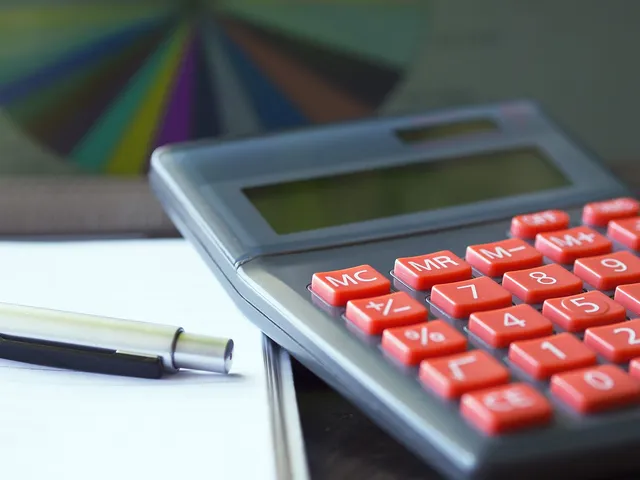 Photo showing calculator, calculation and assurance.