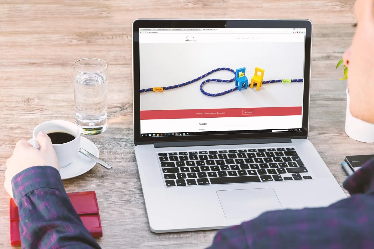 Photo showing laptop, workspace, web design and work.
