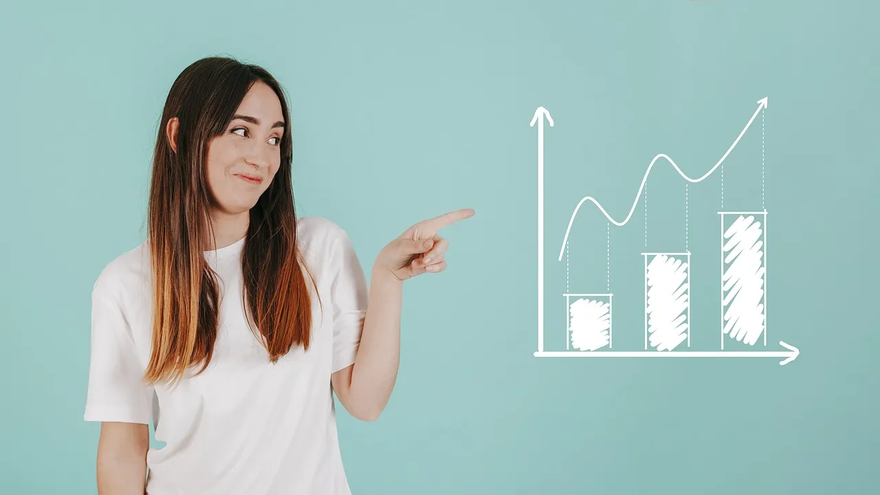 Photo showing chart, analytics, woman and young.