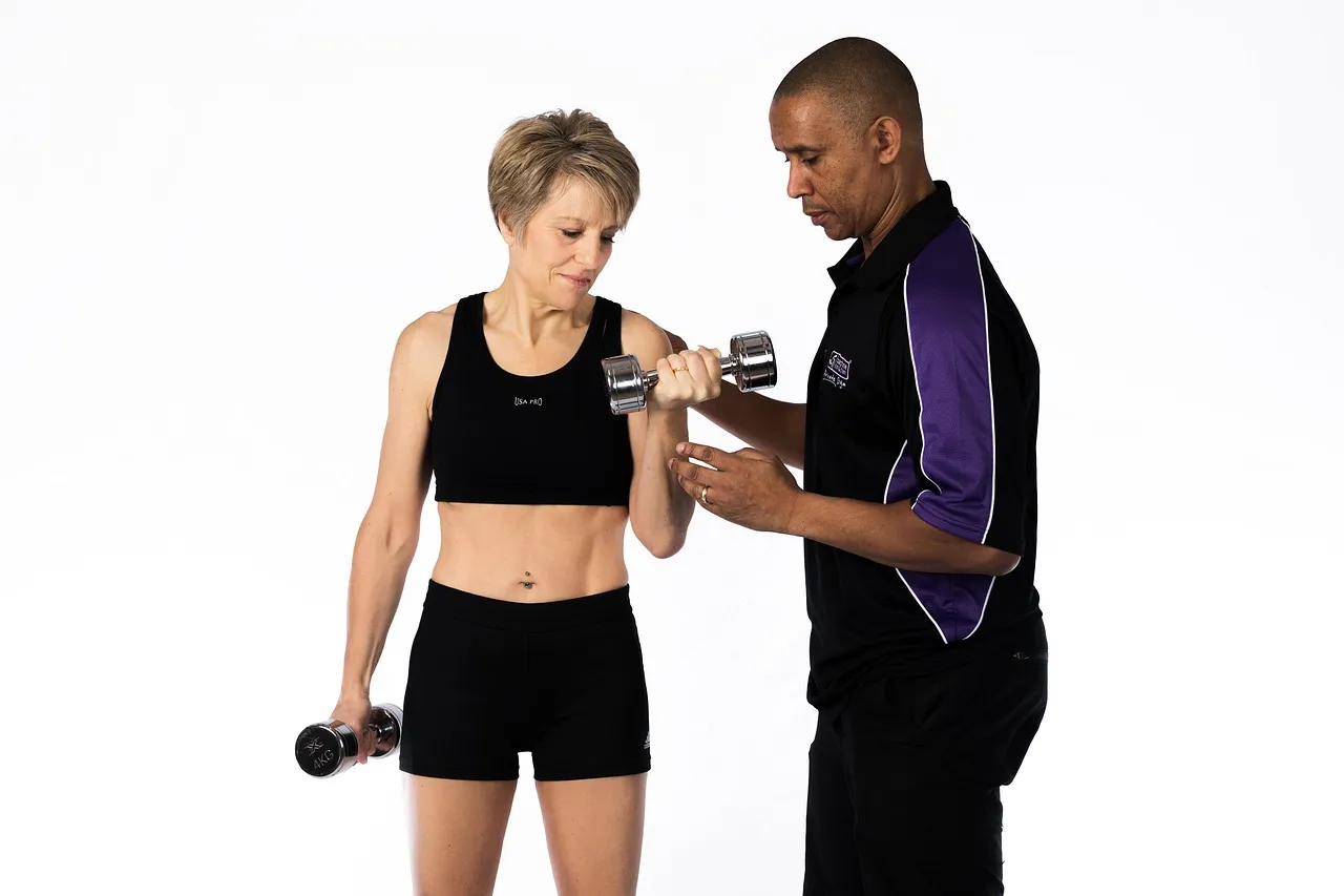 Photo showing woman, gym, exercise and workout.