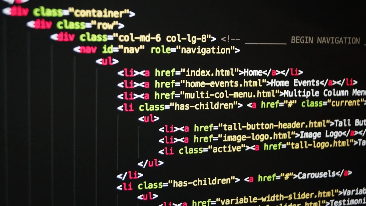 Photo showing code, html, digital and coding.