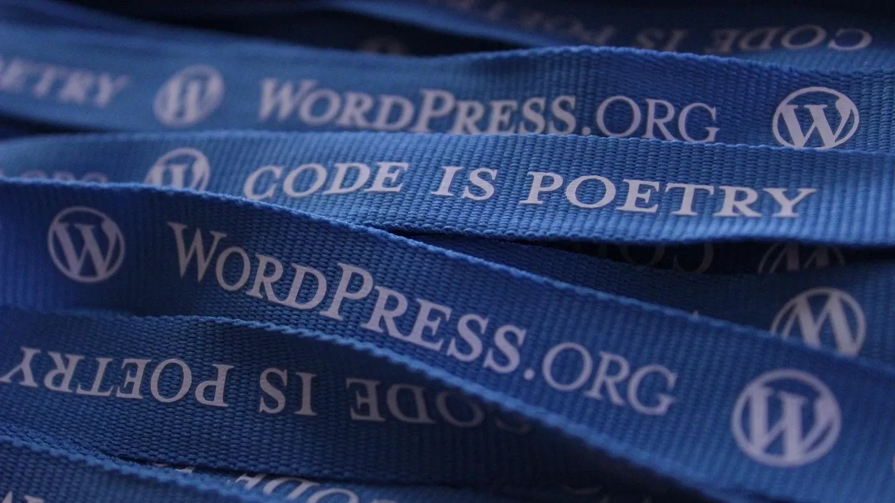 Photo showing wordpress, lanyards and blog.