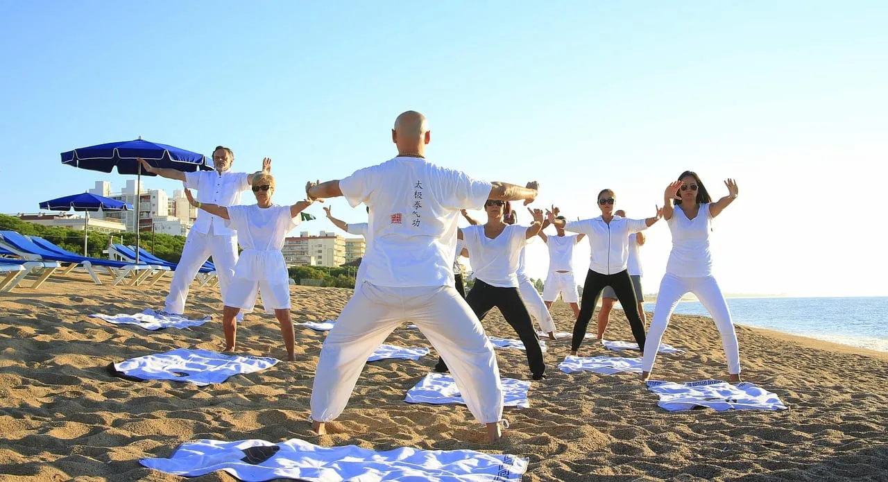 Photo showing yoga, zen and fitness.