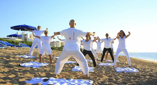 Photo showing yoga, zen and fitness.